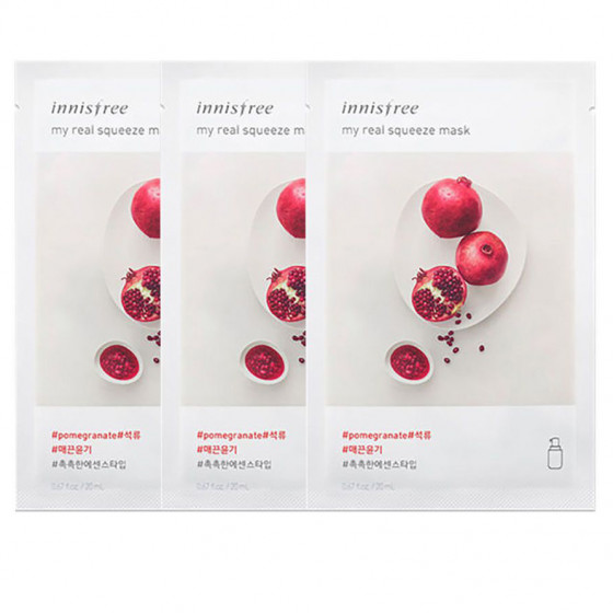 Innisfree My Real Squeeze Mask Pomegranate - Тканинна маска з екстрактом граната - 1