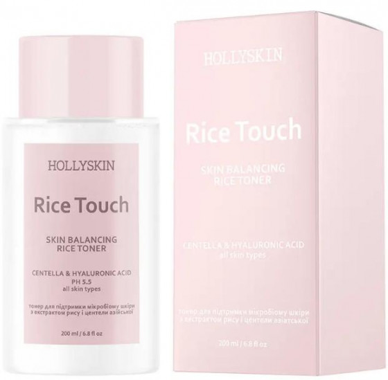 Hollyskin Rice Touch Toner - Тонер для підтримки мікробіому шкіри з екстрактом центелі азіатської та рисом