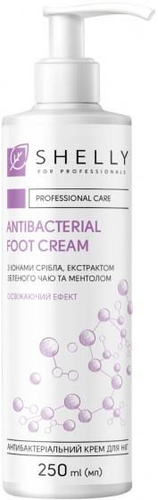 Shelly Antibacterial Foot Cream with Silver Ions, Green Tea Extract and Menthol - Антибактеріальний крем для ніг з іонами срібла, екстрактом зеленого чаю та ментолом