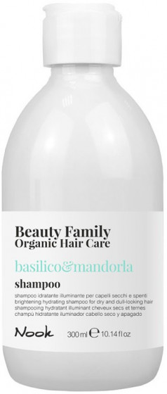 Nook Beauty Family Organic Basilico & Mandorla Shampoo - Шампунь "Яскравість, Зволоження і Блиск" для сухого, тьмяного волосся