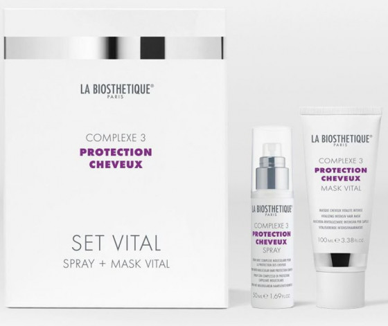 Набор La Biosthetique Protection Cheveux Complexe 3 Set Vital: Spray + Mask - Набір для глибокого відновлення дуже пошкодженого волосся: Спрей + Маска