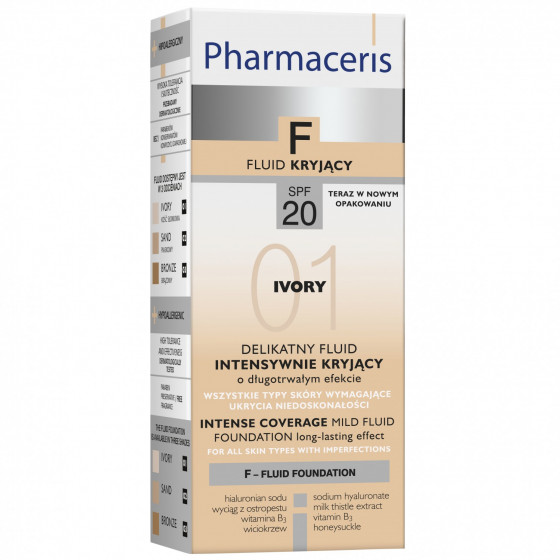 Pharmaceris F Intense Coverage Mild Fluid Foundation SPF 20 - Інтенсивно маскуючий тональний флюїд