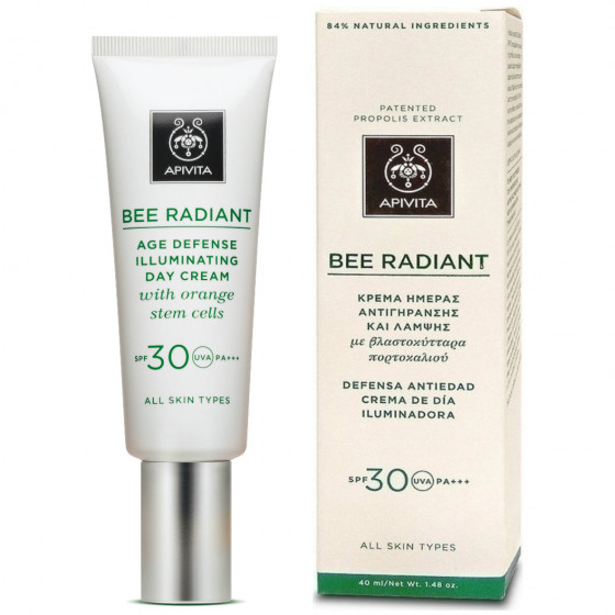 Apivita Bee Radiant Cream Day Cream SPF30 - Крем для сяйва і захисту шкіри від передчасного старіння зі стовбуровими клітинами апельсина - 1