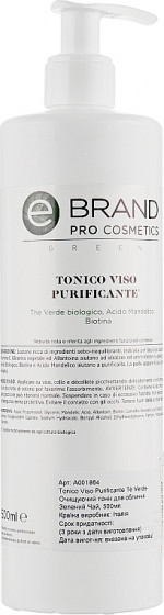 Ebrand Tonico Viso Purificante Tè Verde - Очищаючий тонік для обличчя "Зелений чай"