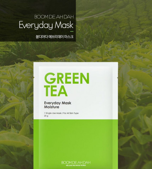 Boom De Ah Dah Everyday Mask Moisture Green Tea - Зволожуюча маска для обличчя з зеленим чаєм - 2