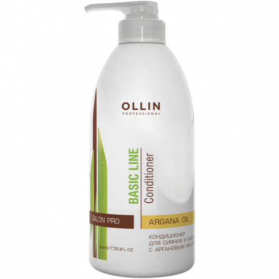 OLLIN Basic Line Argan Oil Shine & Brilliance Conditioner - Кондиціонер для сяйва і блиску з аргановою олією