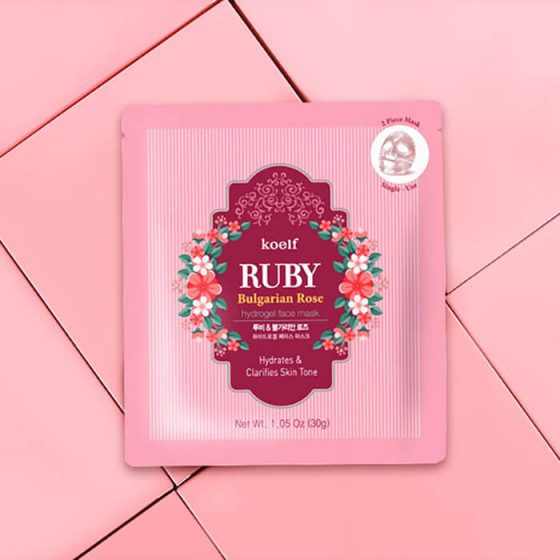 Petitfee & Koelf Ruby & Bulgarian Rose Hydrogel Mask Pack - Гідрогелева маска для обличчя з рубіном - 2