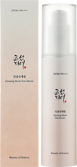 Beauty of Joseon Ginseng Moist Sun Serum SPF 50+ PA++++ - Сонцезахисна зволожуюча сироватка для обличчя з екстрактом женьшеню - 1