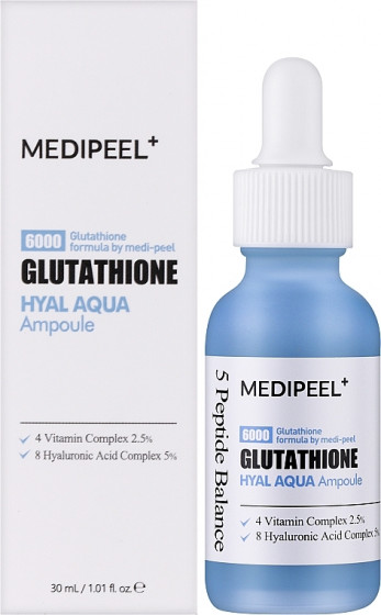 Medi Peel Glutathione Hyal Aqua Ampoule - Зволожуюча вітамінна сироватка для сяйва шкіри обличчя - 1