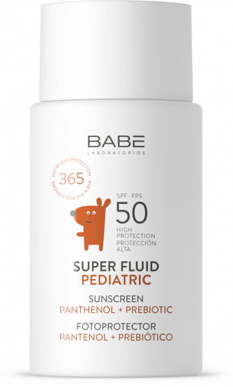 Babe Laboratorios Pediatric Super Fluid SPF50 - Дитячий сонцезахисний супер флюїд з пантенолом та пребіотиком