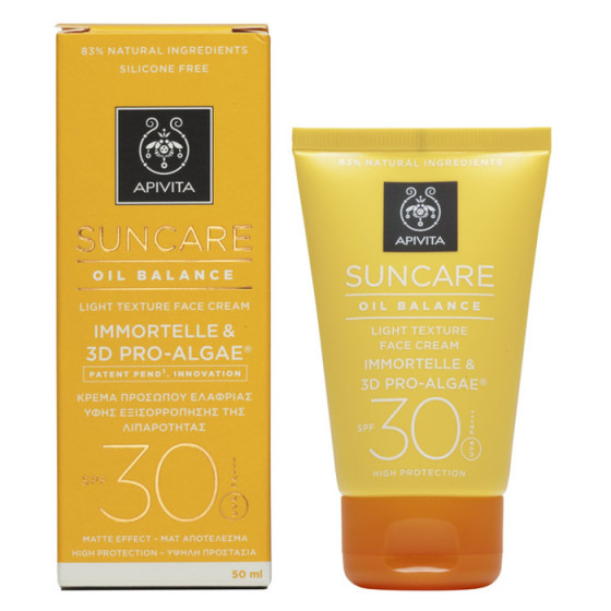 Apivita suncare oil balance light texture face cream SPF30 - Сонцезахисний крем для обличчя легкої текстури регулює секрецію сальних залоз - 1