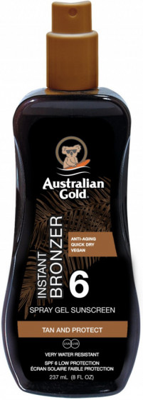 Australian Gold Spray Gel bronzer - Сонцезахисний спрей-гель з бронзатором SPF 6