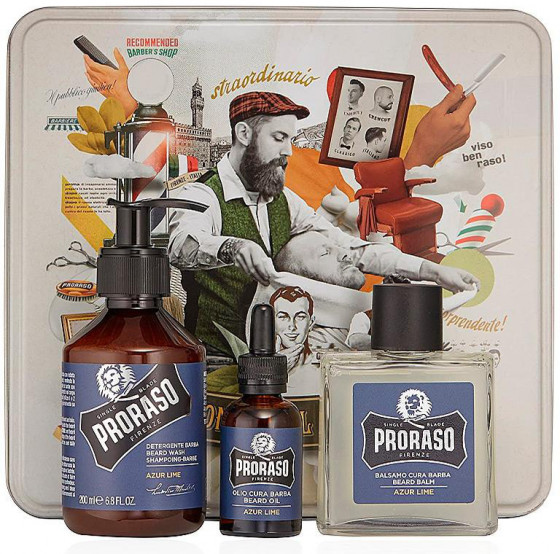 Proraso Azur Lime Beard Kit - Подарунковий набір для догляду за бородою