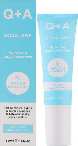 Q+A Squalane Hydrating Daily Sunscreen SPF50 - Зволожуючий сонцезахисний крем для обличчя - 1