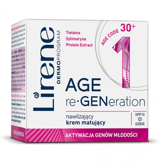 Lirene Age re-GENeration Moisturizing Day Cream 30+ SPF 10 - Денний зволожуючий крем для обличчя "Профілактика 30+"