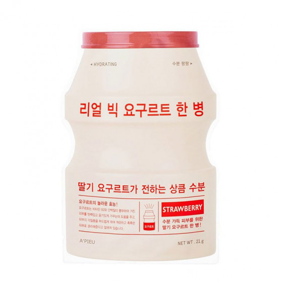 A'Pieu Real Big Yogurt One-Bottle Hydrating Face Mask Strawberry - Тканинна маска для обличчя з полуницею