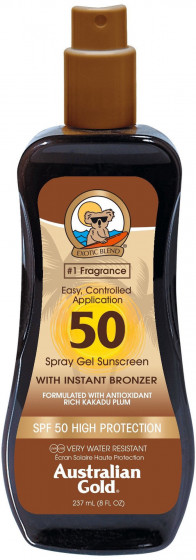 Australian Gold Spray Gel with Instant Bronzer SPF50 - Сонцезахисний спрей-гель з натуральним бронзатором