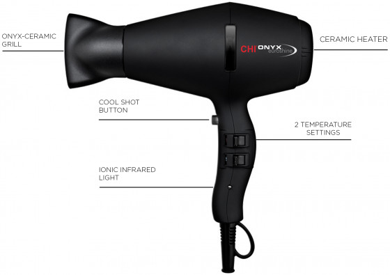 CHI Onyx Euro Shine Hair Dryer - Фен для волосся - 1