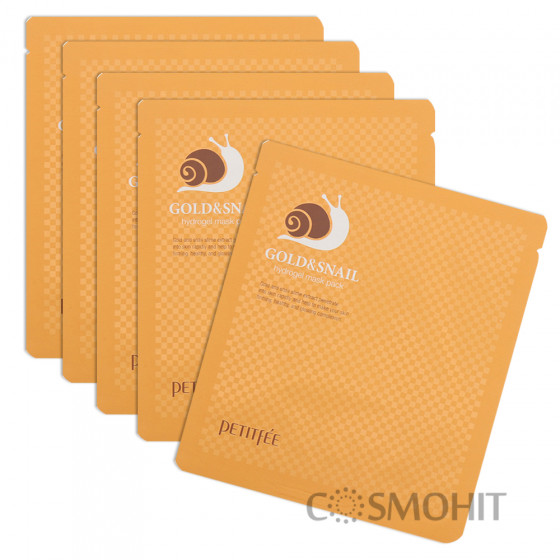 Petitfee & Koelf Gold&Snail Hydrogel Mask - Гідрогелева маска для обличчя з золотом і равликом - 1