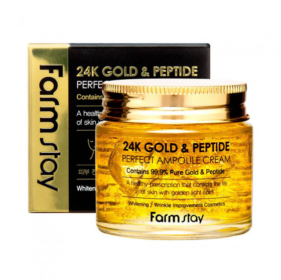 FarmStay 24K Gold & Peptide Perfect Ampoule Cream - Ампульний крем з 24K золотом і пептидами - 2