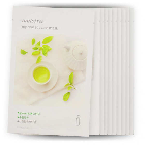 Innisfree My Real Squeeze Mask Green Tea - Тканинна маска з екстрактом зеленого чаю - 1