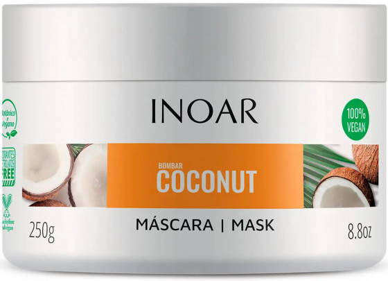 Inoar Bombar Coconut mask - Маска для росту волосся без сульфатів "Кокос & Біотин"