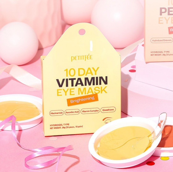 Petitfee & Koelf 10 Days Vitamin Eye Mask - Освітлювальні гідрогелеві патчі з вітаміном С та ніацинамідом - 2