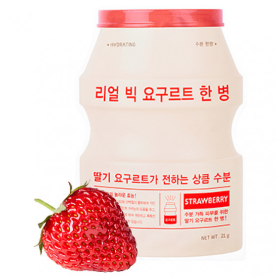 A'Pieu Real Big Yogurt One-Bottle Hydrating Face Mask Strawberry - Тканинна маска для обличчя з полуницею - 1