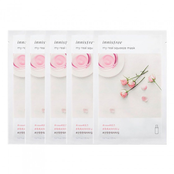 Innisfree My Real Squeeze Mask Rose - Тканинна маска з екстрактом троянди - 1