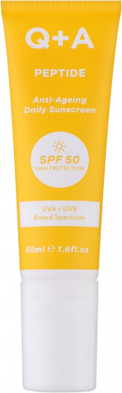 Q+A Peptide Anti-Ageing Daily Sunscreen SPF50 - Антивіковий сонцезахисний крем для обличчя