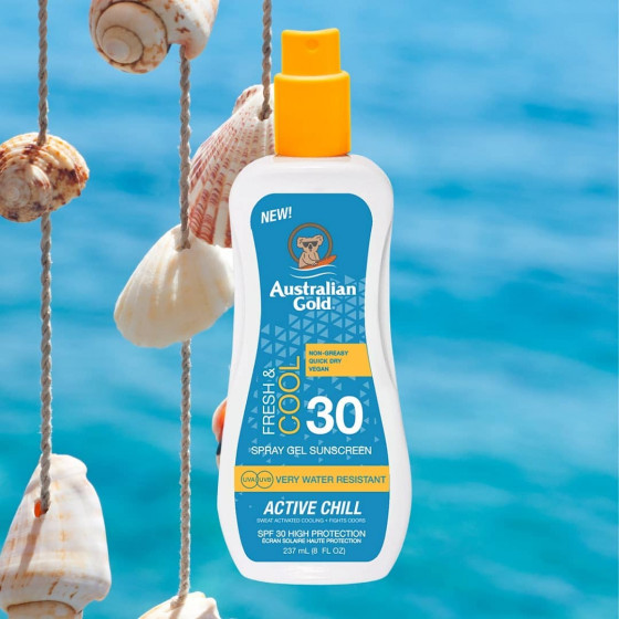 Australian Gold Spray Gel Active Chill SPF30 - Охолоджуючий сонцезахисний лосьйон-спрей для тіла - 1