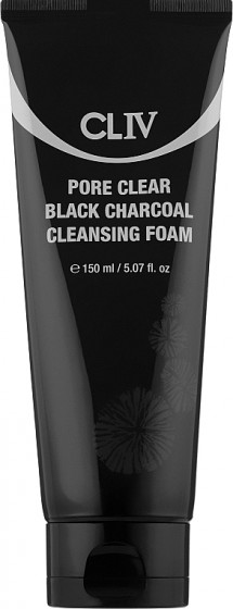 CLIV Pore Clear Black Charcoal Cleansing Foam - Пінка для вмивання на основі порошку бамбукового вугілля