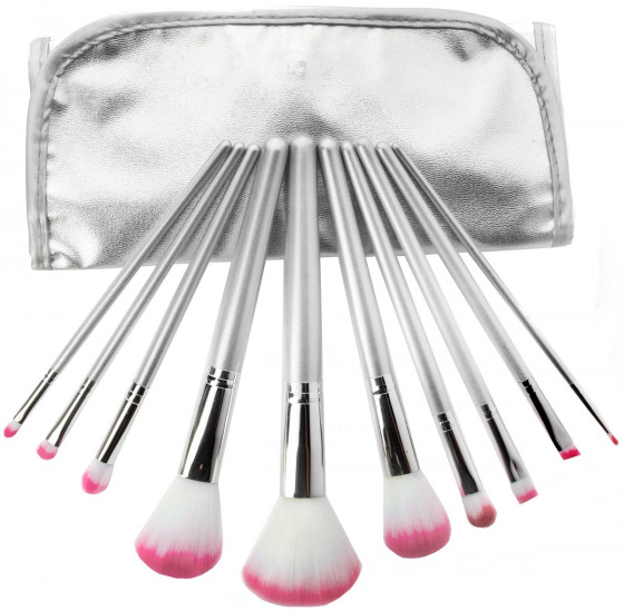 Bellapierre Professional Brush Set Pink - Професійний набір з 10 пензлів для макіяжу