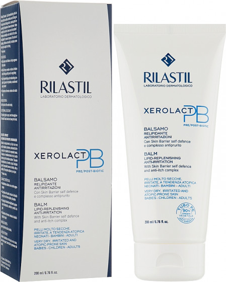 Rilastil Xerolact РВ Balm - Відновлюючий ліпідний бальзам для сухої, чутливої, схильної до атопії та свербежу шкіри обличчя та тіла - 1