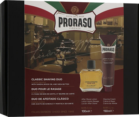 Proraso Red Classic Shaving Duo - Подарунковий набір для гоління жорсткої щетини