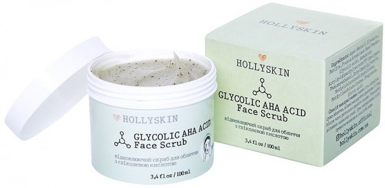 Hollyskin Glycolic AHA Acid Face Scrub - Скраб для обличчя з гліколевою кислотою