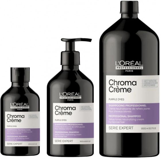 L'Oreal Professionnel Serie Expert Chroma Creme Purple Dyes Professional Shampoo - Шампунь для нейтралізації жовтих відтінків волосся кольору блонд - 3