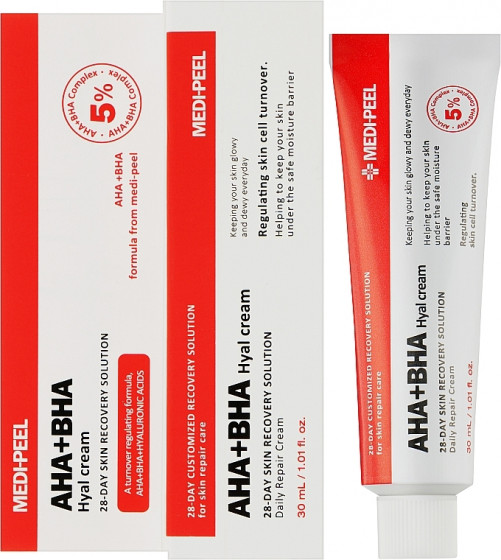 Medi Peel AHA BHA 28 Days Hyal Cream - Відновлюючий крем для обличчя з комплексом кислот - 1