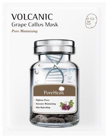 PureHeal's Volcanic Grape Callus Mask - Тканинна маска з вулканічним попелом для жирної шкіри