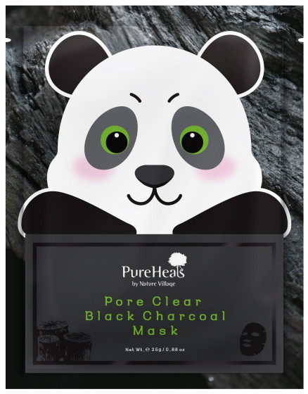 PureHeal's Pore Clear Black Charcoal Mask - Тканинна маска з чорним вугіллям для очищення пор від забруднень