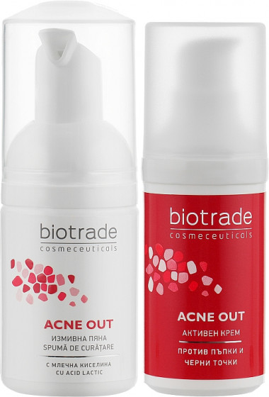 Biotrade Acne Out Kit - Набір для догляду за проблемною шкірою (крем та пінка для вмивання)