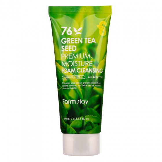 FarmStay Green Tea Seed Premium Moisture Foam Cleansing - Очищаюча пінка з насінням зеленого чаю