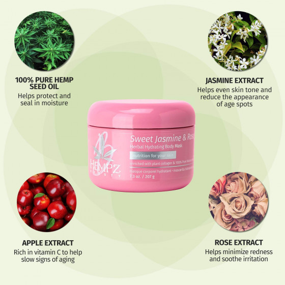 Hempz Sweet Jasmine & Rose Herbal Body Mask - Поживна маска для тіла з колагеном "Жасмін-Троянда" - 4