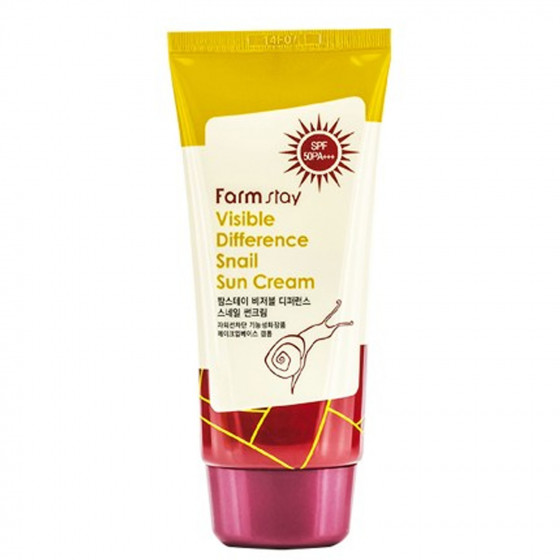 FarmStay Visible Difference Snail Sun Cream SPF 50+ PA+++ - Сонцезахисний крем з муцином равлика