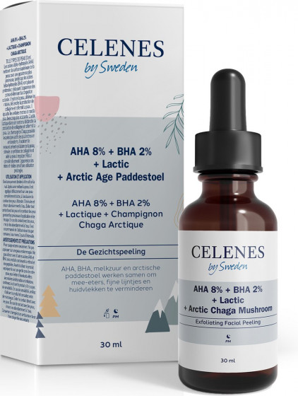 Celenes AHA 8% + BHA 2% + Lactic + Arctic Chaga Mushroom - Пілінг-сироватка з кислотами для шкіри обличчя - 1