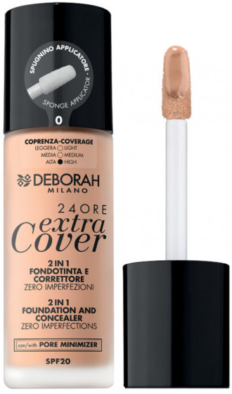 Deborah 24Ore Extra Cover Foundation SPF20 - Тональна основа для обличчя