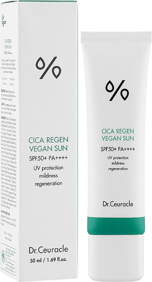 Dr.Ceuracle Cica Regen Vegan Sun SPF50+ PA++++ - Сонцезахисний веганський крем з центелою азіатською - 1