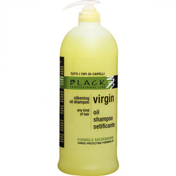 Black Professional Line Virgin Oil Silkening Shampoo - Шовковий шампунь для всіх типів волосся з формулою захисту шкіри рук
