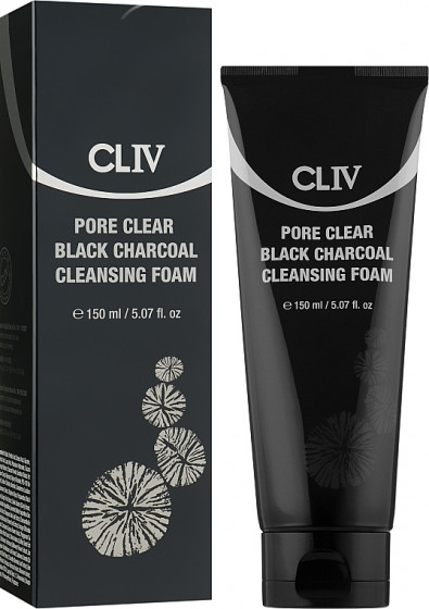 CLIV Pore Clear Black Charcoal Cleansing Foam - Пінка для вмивання на основі порошку бамбукового вугілля - 1