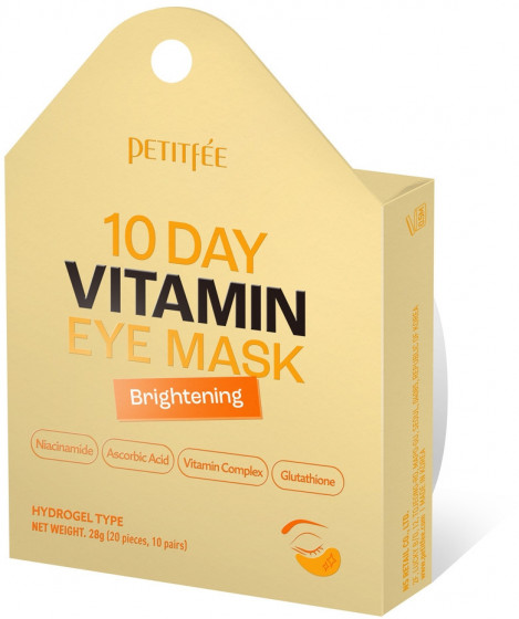 Petitfee & Koelf 10 Days Vitamin Eye Mask - Освітлювальні гідрогелеві патчі з вітаміном С та ніацинамідом